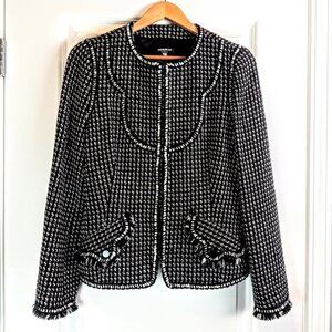 Andrew GN Paris Sequin Embellished Fringed Trim Tweed Wool Jacket
